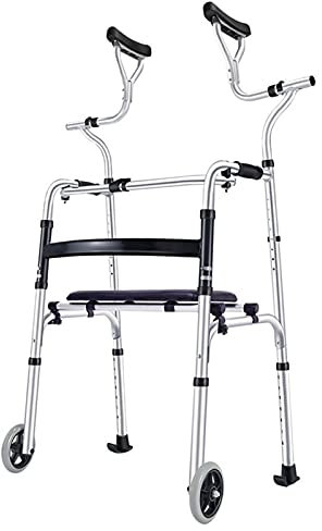 CAFIEDR Zusammenklappbarer Rollator mit Sitz und Achselstütze, leichte tragbare Mobile Gehhilfen für ältere/behinderte Menschen, höhenverstellbare Aufsteh-Gehhilfe