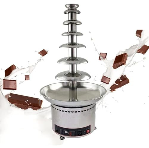 RayGenius Chocolate Fountain, 4/5/6/7 Tier Electric Chocolate Fountain, Stainless Steel Fondue Waterfall Melter for Cooking Business Home,6Layers