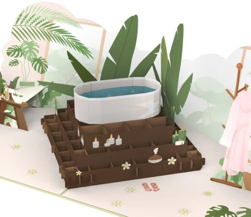 MOKIO® Pop-Up Karte – Wellness Spa – 3D Grußkarte zum Geburtstag, als Gutschein für Wellness, Massage, Sauna, Therme, Beauty oder Kosmetik