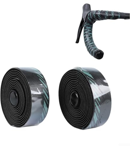 HEIBTENY Lenkerbänder für Mountainbikes/Rennräder mit stoßdämpfender, widerstandsfähiger Feuchtigkeitsableitung 2 x Fahrrad-Lenkerbänder+ 2 x Lenkerhörnchen+ 2 x Abschlussband(green)