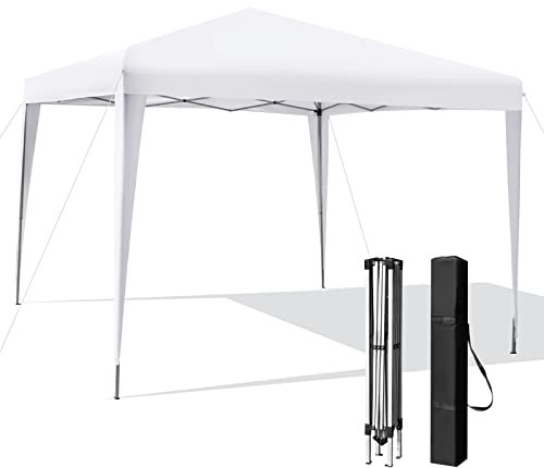 COSTWAY Carpa Plegable 3x3, Cenadores para Jardin Pop Up, Pabellón Altura Ajustable, Bolsa de Transporte, Playa, Camping, Patio (Blanco)