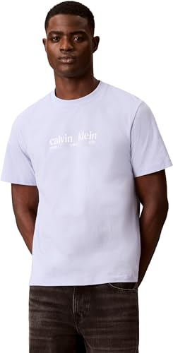 Calvin Klein SS 30S WHSL CK NYC Graphic Tee LV14RE831G Maglietta Grafica da Uomo, Viola (Blu Casuale), S, Viola (Blu Casuale), S