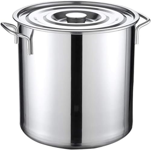 Pentola professionale in acciaio inox con coperchio, resistente di grado commerciale per la cottura di zuppe e grandi pasti in lotti