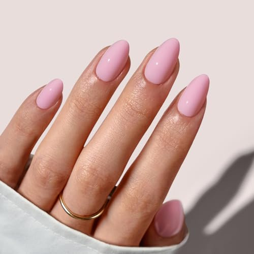 BTArtbox Press On Nails, Bounce Kiss, Short Almond, Pastel Baby Pink, 32Ct | Hält über 2 Wochen, Nägel Zum Aufkleben in Salonqualität, In 10 Mins Erledigt, Schnelle Entfernung, 16 Größen, Nagel Tips Set