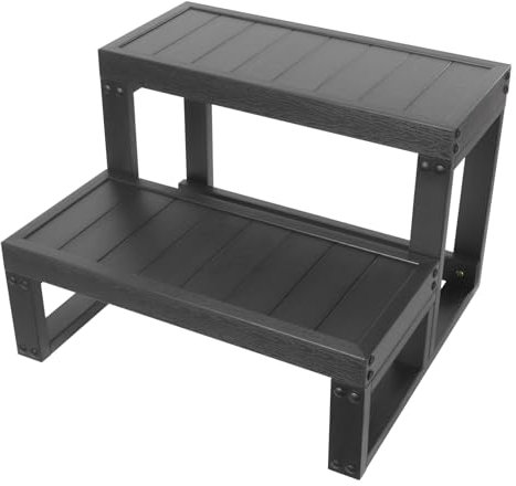 MEELRYD Pooltreppe, bordo per idromassaggio, scala idromassaggio, pedale, universale, Heavy Duty 2 animali, spa & Hot Tub Step per diversi tipi di vasche idromassaggio, 60 x 54 x 42,3 cm, nero
