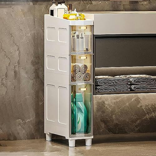Mobile da bagno sottile con cassetti impilabili a 5 ripiani su rotelle, salvaspazio, per carta igienica e articoli da bagno, ideale per piccoli spazi