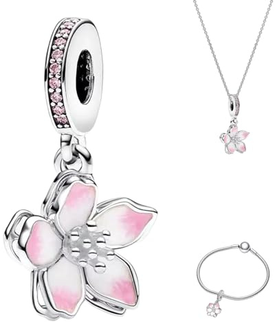 HstiaLving Pendentif Fleur Charm Flower Famille Amour Cadeau pour Famille Amis Amateurs de Charms Pendentif Bracelet Collier Compatible Femme Bijoux Cadeau Fête des Mères