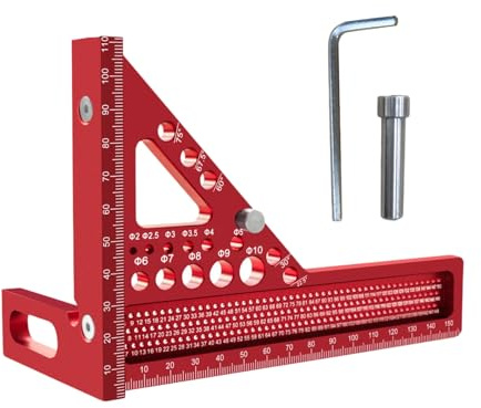 3D Multi Angle Measuring Ruler Metric Aluminum Alloy 22.5-90 Degree Woodworking Square Scribing High Precision Measuring Tools, for Engineers, Carpenters, Construction Use