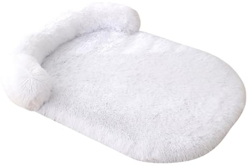 HotYou Hundebett, Hundesofa, Hundekissen, Hundekörbchen mit Kissen Abnehmbar und waschbar rutschfeste Unterseite, Wasserdichtes Innenfutter für 1-50KG Hunde,Weiß,XL 120 * 75 cm（<35KG）