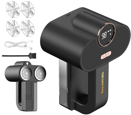 Fusselrasierer Elektrisch,Fusselentferner für 3 Einstellbaren Leistungsstufen,LED-Anzeige,6-Klingen-Schneidkopf,Wiederaufladbarer Fusselentferner für Kleidung & Möbel - LED-Zusatzbeleuchtung.