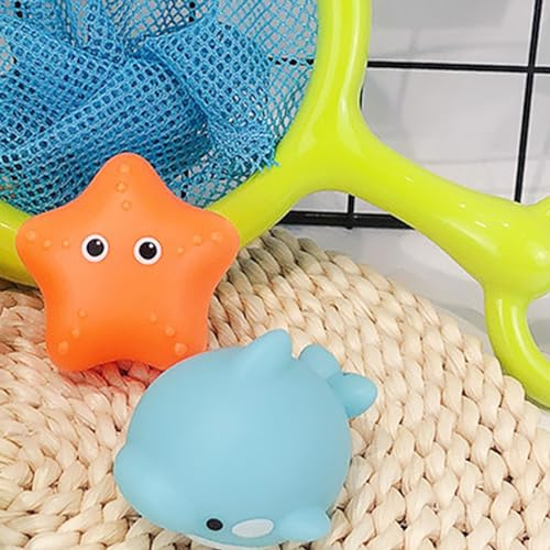 Jectse Juguetes de Baño para Bebés, Juguete para Bañera para Niños Pequeños, de Baño con Luz Intermitente para Niños, de Agua Seguros para Divertirse en el , Material Esmaltado (Tipo A con Red)