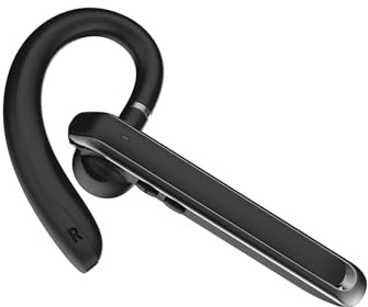 Open Ear Hands Free Phone Earpiece Bluetooth Handsfree Headset with ENC Noise Cancelling Mic, Waterproof Single Ear Piece Earphone, Left/Right Wearable for Truck Drivers/Warehouse/Meeting/Office