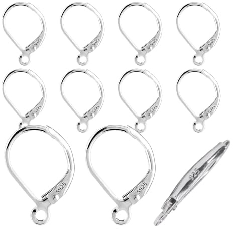 per orecchini – Gancio a monachella in argento sterling | per gioielli in argento 925 | Ganci intercambiabili per l'uso quotidiano, creazione di gioielli fai da te, per