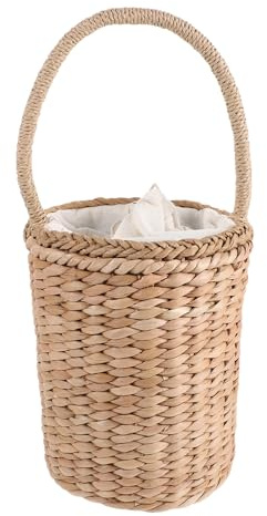 Yardenfun Rustic Woven Wine Tote, Natural Straw Single Bottle Basket with Lined Interior, Portable Carrier for Wine, Picnics, and Events 13.8x7.5x7.5in