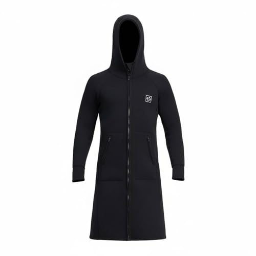 perfeclan Men Diving Jacket Wetsuit Top Hooded Coat Snorkeling Jacket With Front Zipper Neoprene Nylon Cold Protection Flexible suitable for snorkeling surfing cold-water training, Black, L