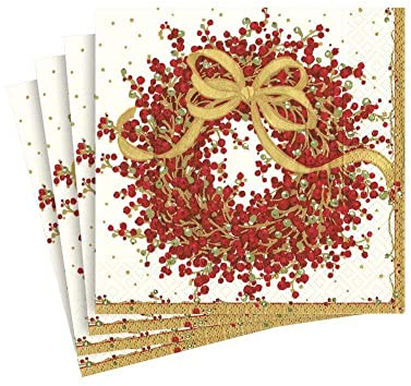 Caspari 8070C Papierservietten dreilagig, 20 Stück, 25 x 25 cm, Pepperberry