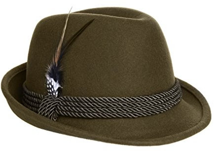 Bayerischer Hut aus Wolle für Alpine Holiday Oktoberfest – Olivgrün Fedoragrün XXL 7 7/8 Erwachsene Groß bis 21,6 cm 3/8 Zoll St. Patrick's Day 1/2 Zoll, Grüne Wolle, 7 1/2