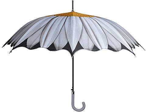 Esschert Design Regenschirm Blume Margerite Weiß Stockschirm Schirm Ø 100cm