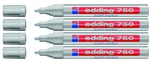 edding Lackmarker 750 Industrie, 2-4 mm (4er Pack, Silber)