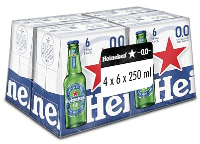 Heineken 0,0 Cerveza Lager Sin Alcohol Caja 4 Pack Botella, 6 x 25cl