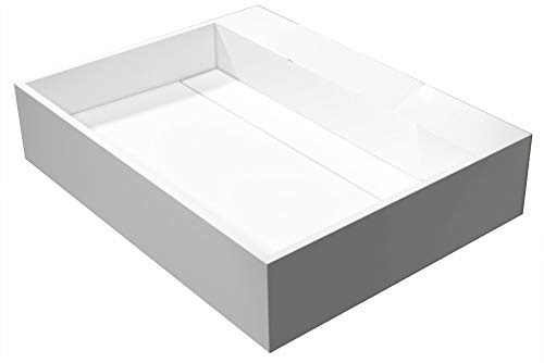 Bernstein PB2080 Wandwaschbecken aus Mineralguss Solid Stone 60 x 46 x 13 cm weiß matt mit Ablaufabdeckung zur Wandmontage oder Aufsatzmontage