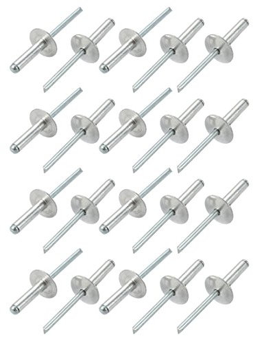 Sourcingmap 20 Pcs 5mm x 20mm Aluminum Open End Large Flange Blind Rivets