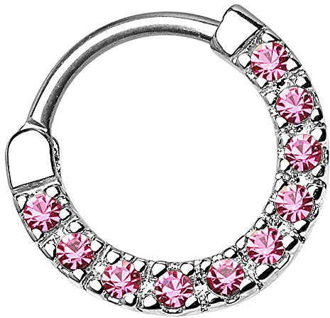 Piersando Piercing Ring für Septum Tragus Helix Ohr Nase Lippe Brust Intim Tribal Clicker Strass Kristall Schild