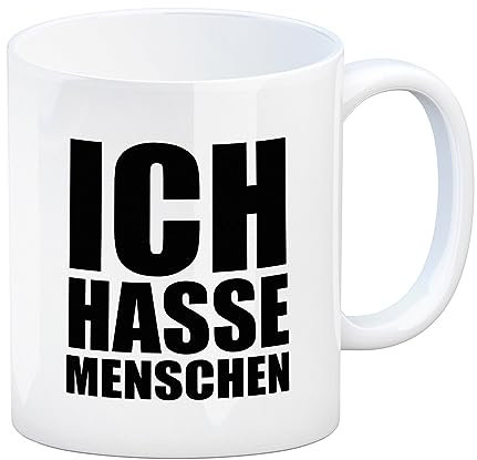 trendaffe Kaffeebecher mit Mittelfinger Motiv und Spruch: Ich hasse Menschen