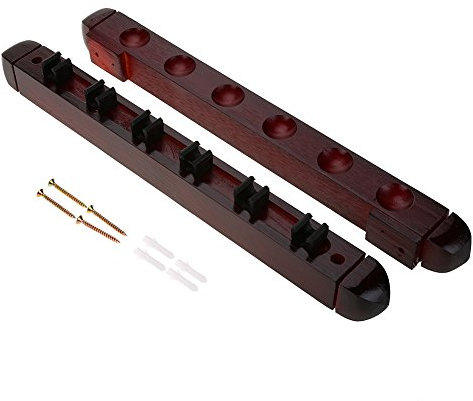 Asixx Queue Halter aus Holz für 6 Queues, Wandmontage, Burgundy, 40 x 4,8 x 3,5 cm (Rack), 40 x 4 x 3,2 cm (Base), Poolbars, Clubs und Billardspieler