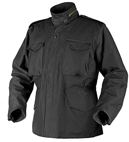 Helikonspärrjacka M65 fältjacka – NyCo Satin – svart, svart, L