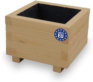 alfalux Hochbeet Blumenkasten aus Holz Pflanzkübel Garten Balkon Terrasse Eiche AB40KAN4030EI 40 x 40 x 30H cm mit 1 x Wasserablauf