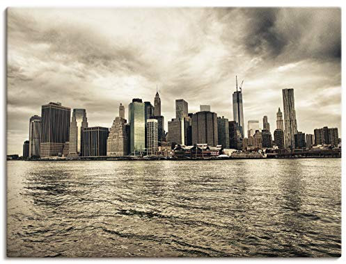 ARTLAND Wanddeko Leinwand Bilder Wandbild 60x45 cm Städte USA Amerika New York City Manhattan Skyline T9MX