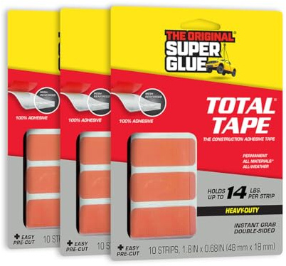 Super Glue - Total Tape Precut Strips - 10 Strips - (Pack of 3)
