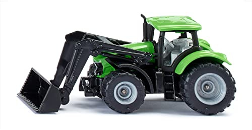 Siku 1394, Deutz-Fahr mit Frontlader, Metall/Kunststoff, Grün, Beweglicher Frontlader, Kabine zum Abnehmen, Anhängerkupplung