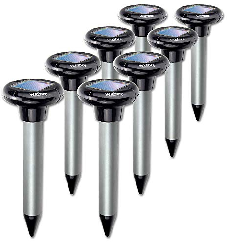 Vekibee Pack of 8 Sonic Mole Repellent Solar Gopher Repellent Ultra Sonic Vole Chaser Mole Sonic Vibrator Spike Keep Moles Away from Yard Lawn