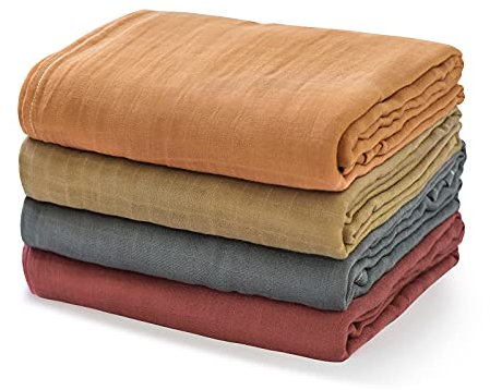 momcozy Baby Pucktuch, Mulltuch 120 x 120cm 4er Set, Mullwindeln aus Baumwolle und Bambus, Bio-Baumwolle Pucktuch Wickeltuch Baby Swaddle Decke
