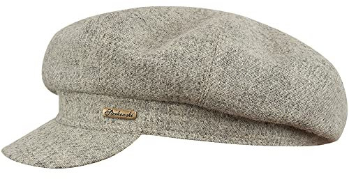 Sterkowski Big Apple Schiebermütze | Harris Tweed Ballonmütze Herren | Schirmmütze Herren Winter Schlägermütze Herren Gatsby Mütze Herren Tweed Mütze Herren Schiebermütze Damen 58 cm Hellgrau