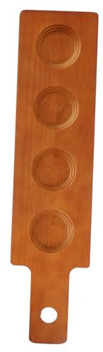 GOOHOCHY Wooden Cup Holder Tray for 4 Glasses, Sturdy Wood Coaster Stand for Whiskey and Wine, Bar and Restaurant Drink Serving Board, Household Desktop Cup Stand