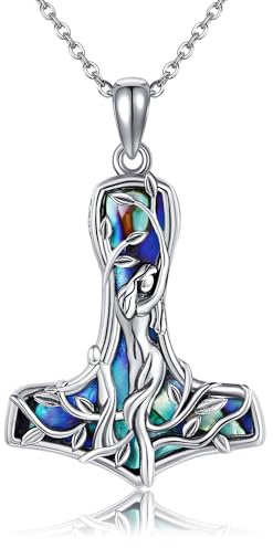 CUPENDA Thor Hammer Halskette Sterling Silber Mjolnir Mutter Tochter Anhänger Wikinger Schmuck für Frauen und Mädchen