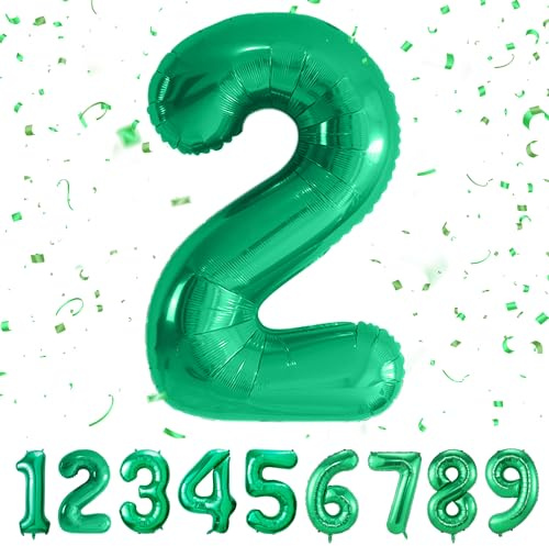 Palloncini compleanno 2 anni-40 pollici-Decorazioni Verde compleanno di un ragazzo e una ragazza di 2 anni-Pallone gonfiabile in foil Verde 2 anni.…