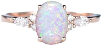 Gigirom Natürliche Opalringe im Ovalschliff for Frauen, 925er Sterlingsilber, Oktober-Geburtsstein, Opal-Verlobungsring, Schmuck, Geschenk for Frauen, Mädchen, Ehefrau, Mutter (Size : 57(18.1))