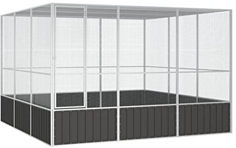 Chaduof Vogelkäfig, Voliere, Wellensittich Käfig, Papageienkäfig, Anthrazit 302,5x324,5x211,5 cm Verzinkter Stahl