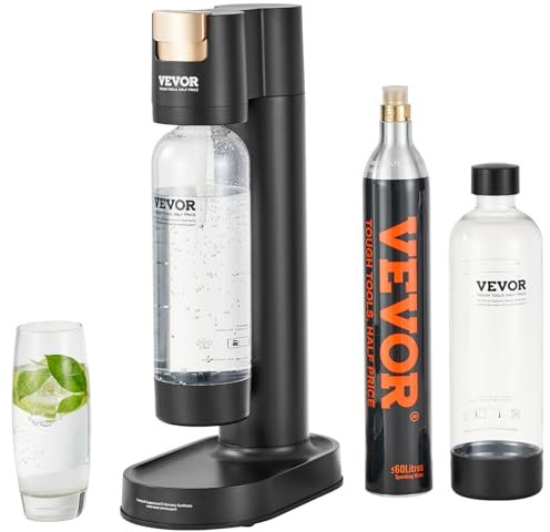 VEVOR Sparkling Water Maker, Soda Maker Machine for Home Carbonating, Soda Maker with 2 BPA-free 1L PET Bottle, CO2 Cylinder(Not Contain CO2 GAS), Compatible with Mainstream Screw-in 60L CO2 Cylinder