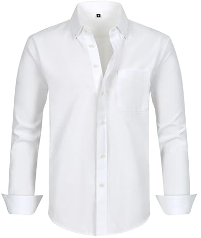 Casey Kevin Camicia Uomo Oxford Maniche Lunghe Colletto con Bottoni Casual Cotone Camicie con Tasche Regular Fit