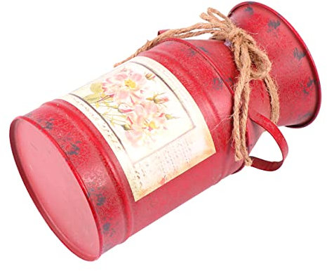 HOLIDYOYO Flower Arrangement Kettle Iron Bucket Handmade Retro Gardening Bucket Iron Planter for Home Shop Office Garden Display
