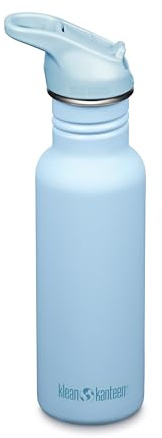 Klean Kanteen Edelstahl-Trinkflasche | Classic Narrow (Flip Sport) | Clear Sky | Fahrradflasche | mit neuem Trinkverschluss