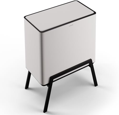 Klarstein Yuma Mülleimer - 40L Küchen-Abfalleimer mit 2 Fächern mit Kompostbehälter und Geruchsfilter, Edelstahl, Trennsystem, herausnehmbare Behälter, elegantes Design, mit Aktivkohlefilter