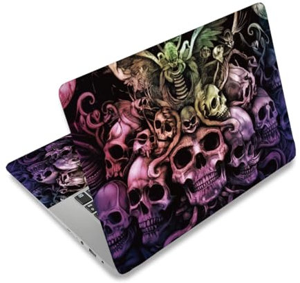 PLIGREAT 3 pcs crâne Art ordinateur portable Skin autocollant Décalcomanies Ordinateur portable universel Décoratif DIY étanche Ordinateur portable Case Protecteur Couverture Film pour Netbook PC
