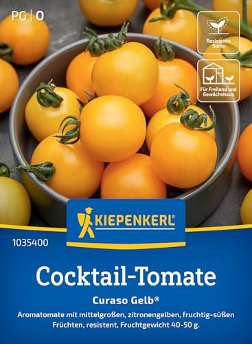 Kiepenkerl Cocktail-Tomatensamen Curaso Gelb® 1035400, Gemüsesaat | Aromatomate, fruchtig- süß, für Freiland, Gewächshaus & Topf