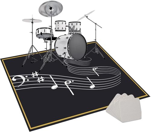 Drum Teppich Schlagzeugteppich Trommel Teppiche Schalldicht Schlagzeug Teppich Schallschutzdecke Elektronisches Jazz Schlagzeug Kit für Bass Snare Drum schalldichte Teppichpolster 200 x 160 cm